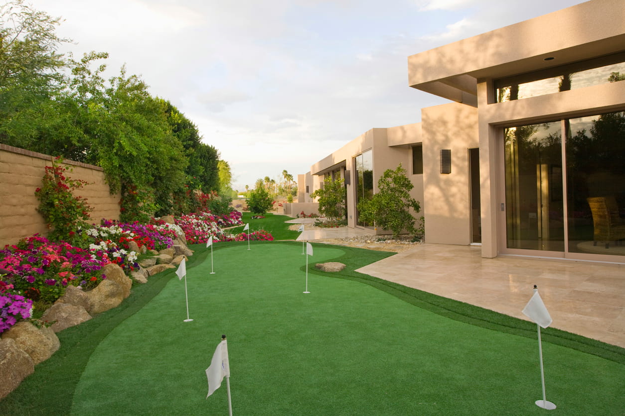 backyards with putting greens freeform organic design style