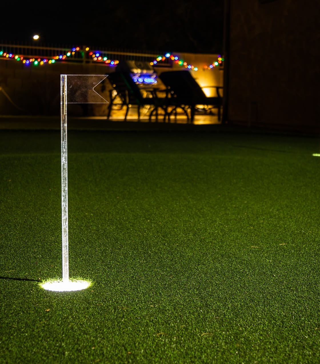 backyards with putting greens illuminated design style